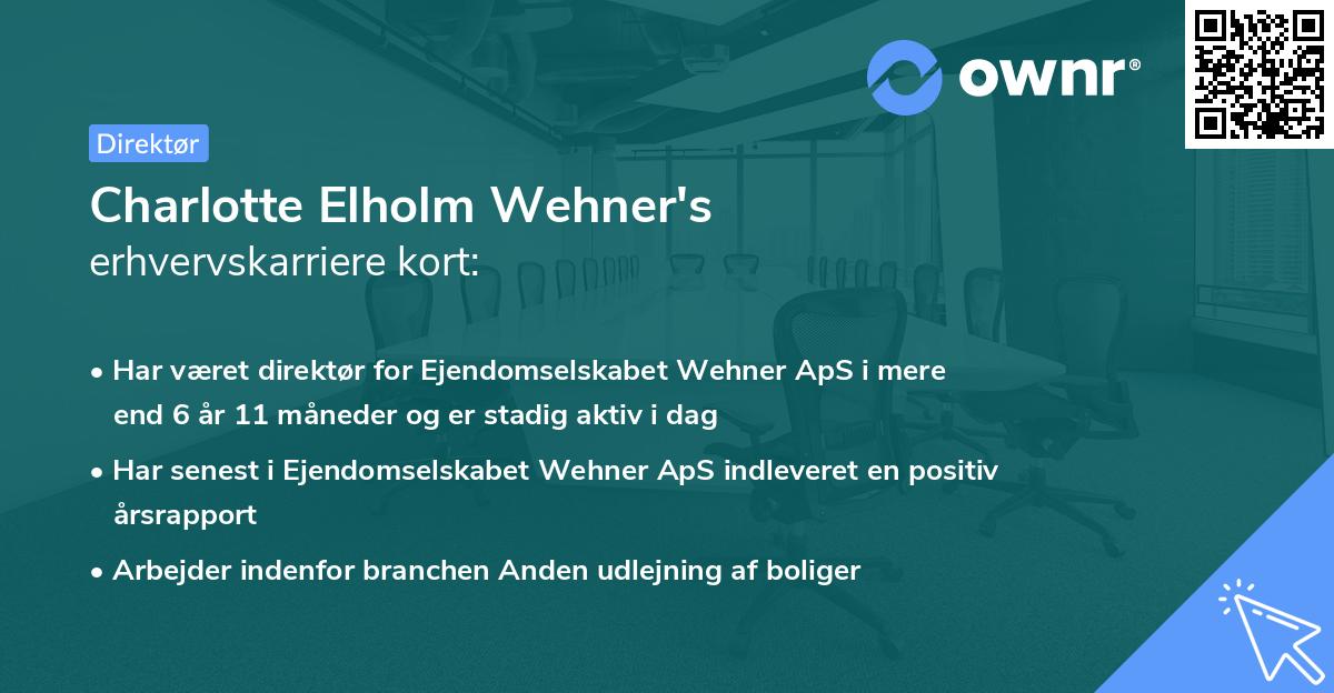 Charlotte Elholm Wehner's erhvervskarriere kort