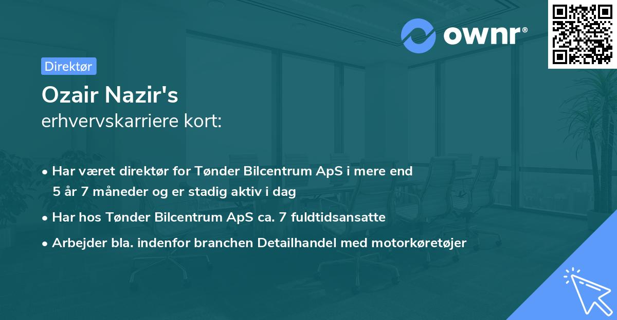Ozair Nazir's erhvervskarriere kort
