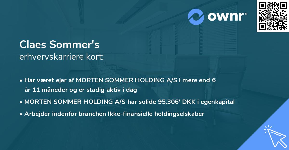 Claes Sommer's erhvervskarriere kort