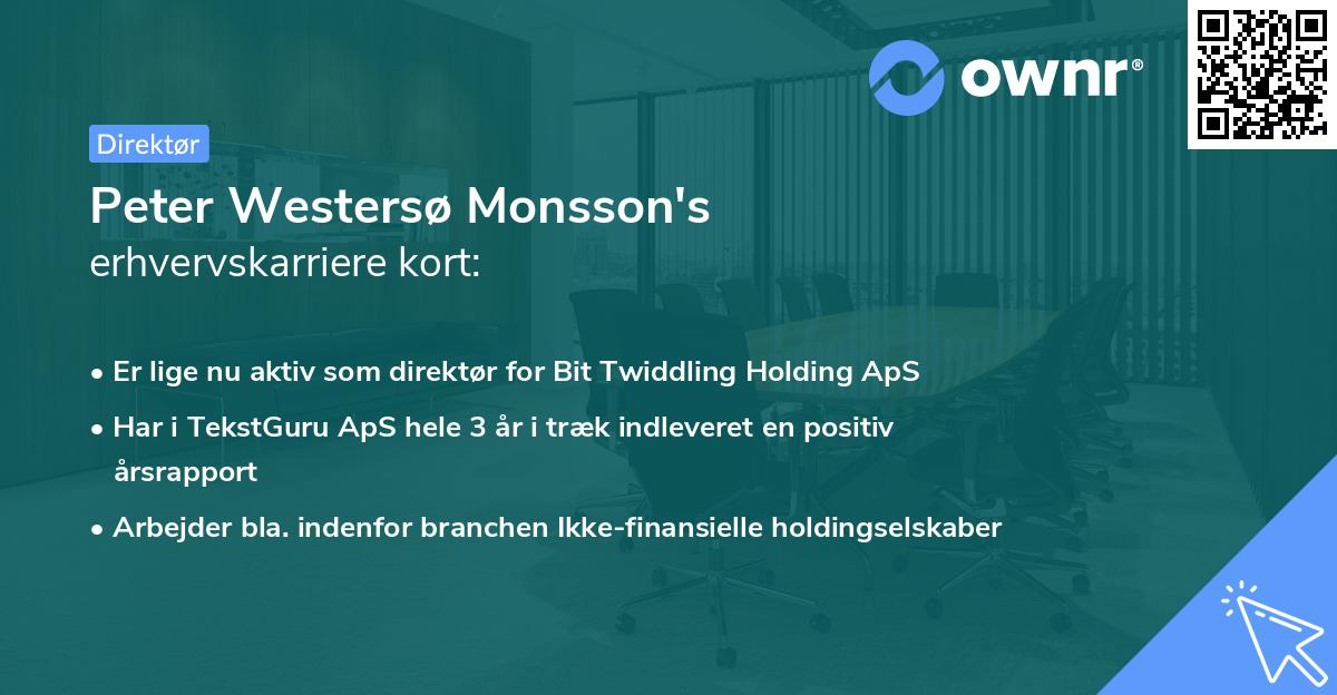 Peter Westersø Monsson's erhvervskarriere kort