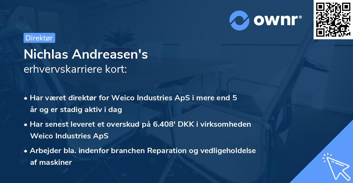 Nichlas Andreasen's erhvervskarriere kort