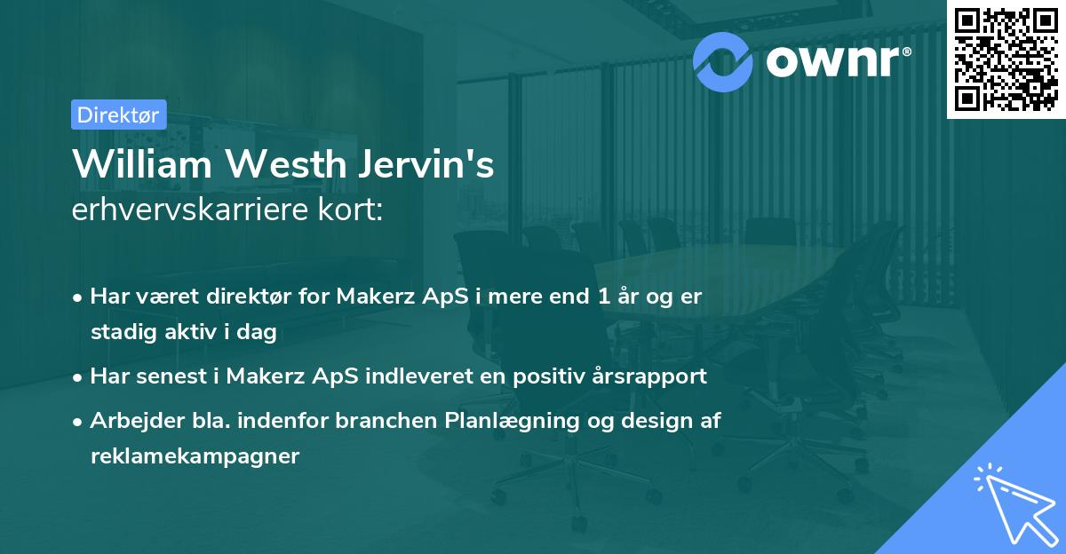 William Westh Jervin's erhvervskarriere kort