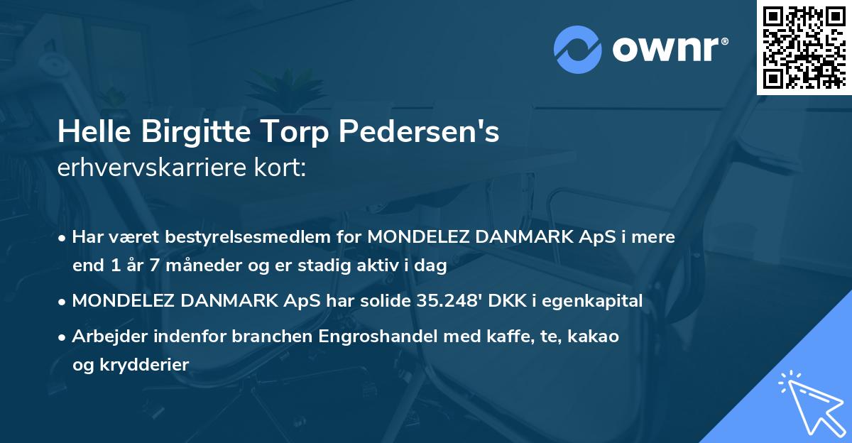 Helle Birgitte Torp Pedersen's erhvervskarriere kort