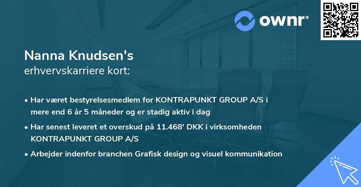 Nanna Knudsen's erhvervskarriere kort