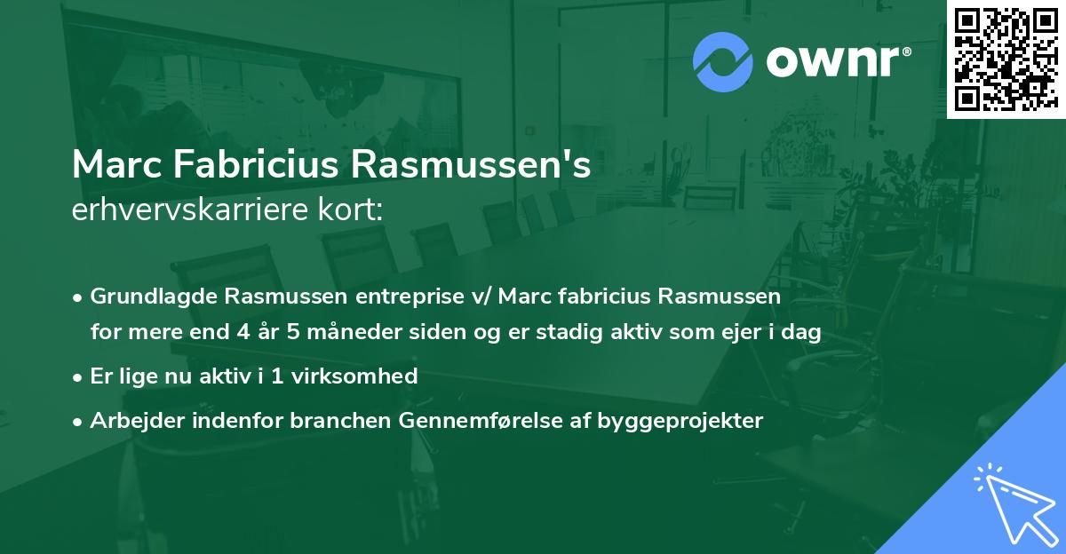 Marc Fabricius Rasmussen's erhvervskarriere kort