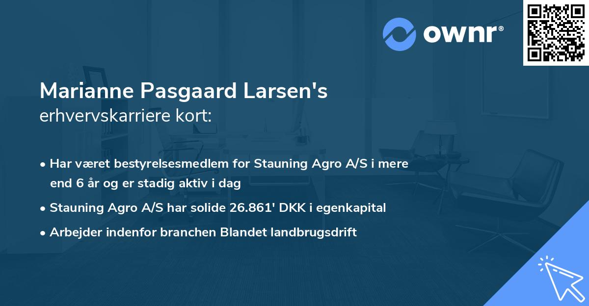 Marianne Pasgaard Larsen's erhvervskarriere kort