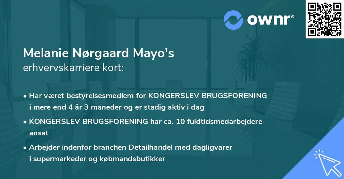 Melanie Nørgaard Mayo's erhvervskarriere kort