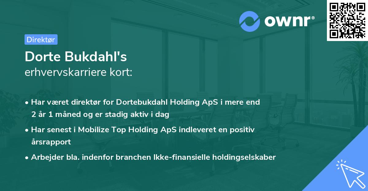 Dorte Bukdahl's erhvervskarriere kort