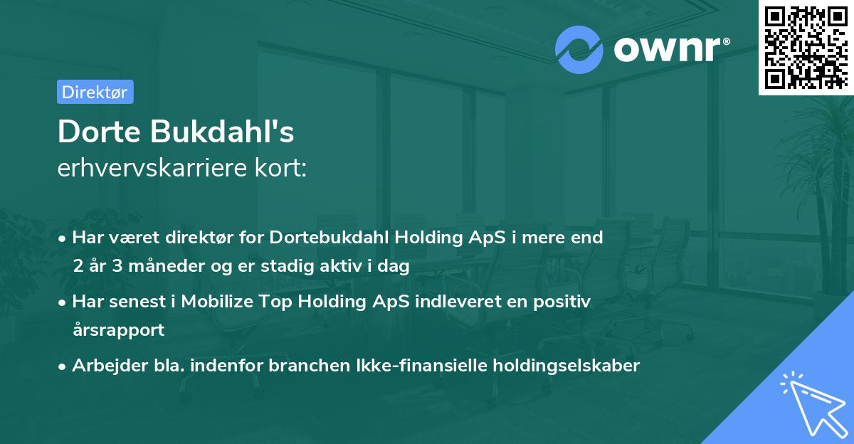 Dorte Bukdahl's erhvervskarriere kort