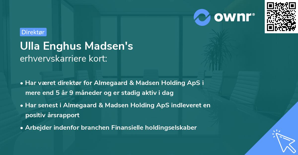 Ulla Enghus Madsen's erhvervskarriere kort