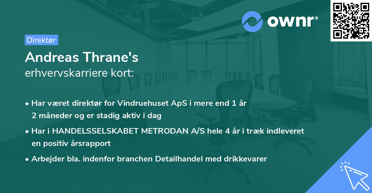 Andreas Thrane's erhvervskarriere kort