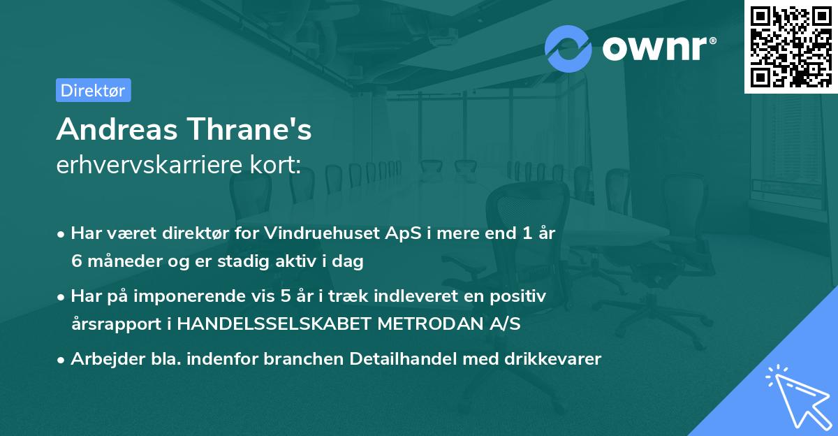 Andreas Thrane's erhvervskarriere kort
