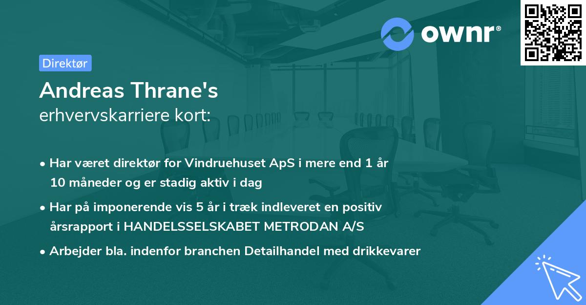 Andreas Thrane's erhvervskarriere kort