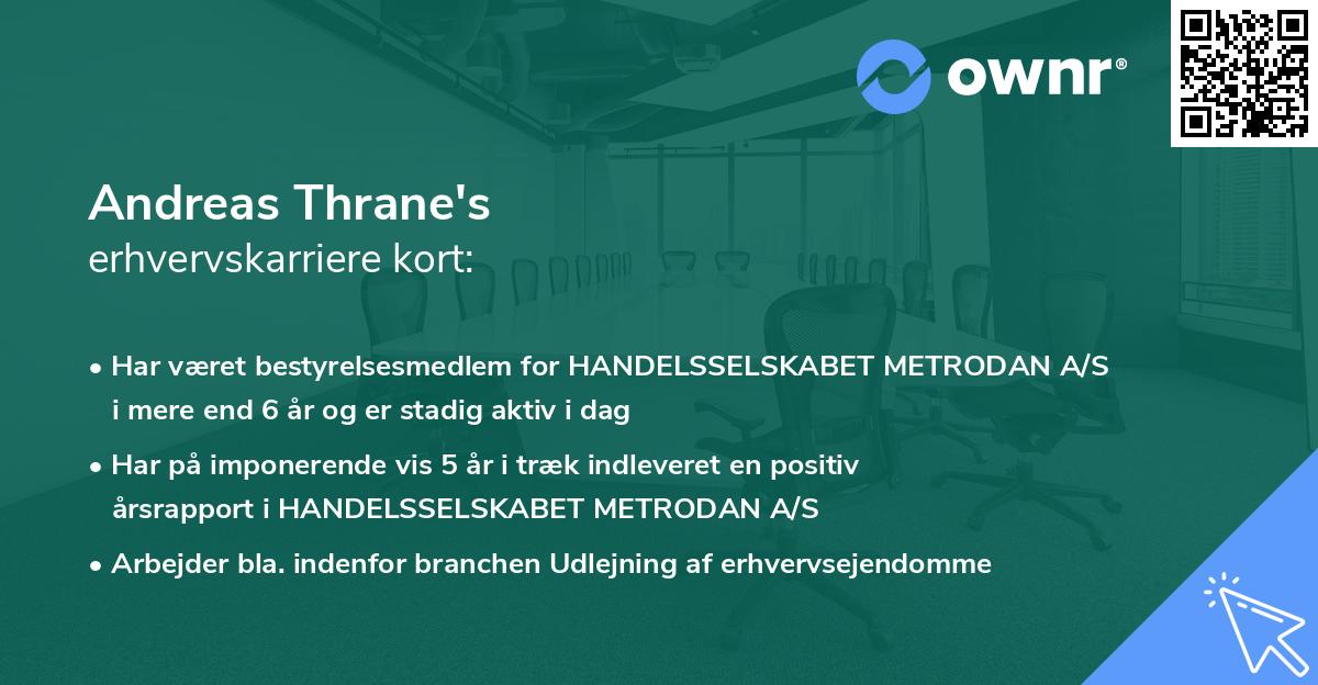 Andreas Thrane's erhvervskarriere kort