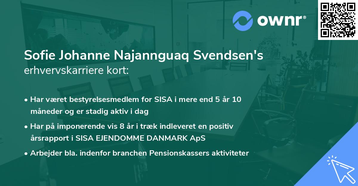 Sofie Johanne Najannguaq Svendsen's erhvervskarriere kort