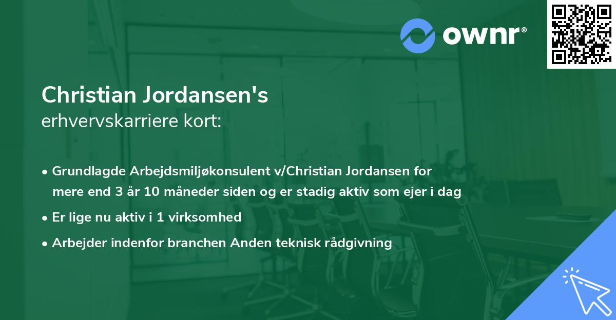 Christian Jordansen's erhvervskarriere kort