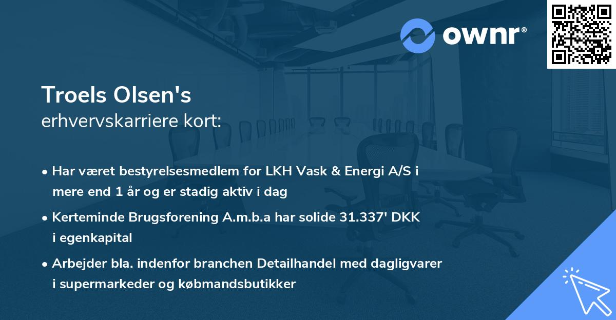 Troels Olsen's erhvervskarriere kort