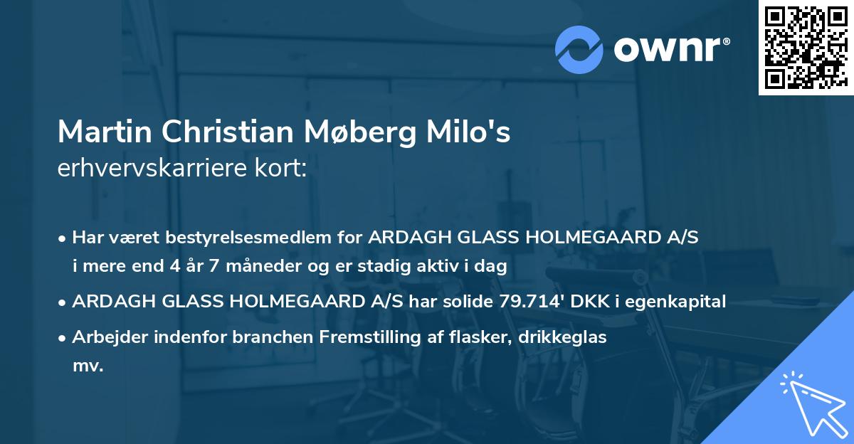 Martin Christian Møberg Milo's erhvervskarriere kort