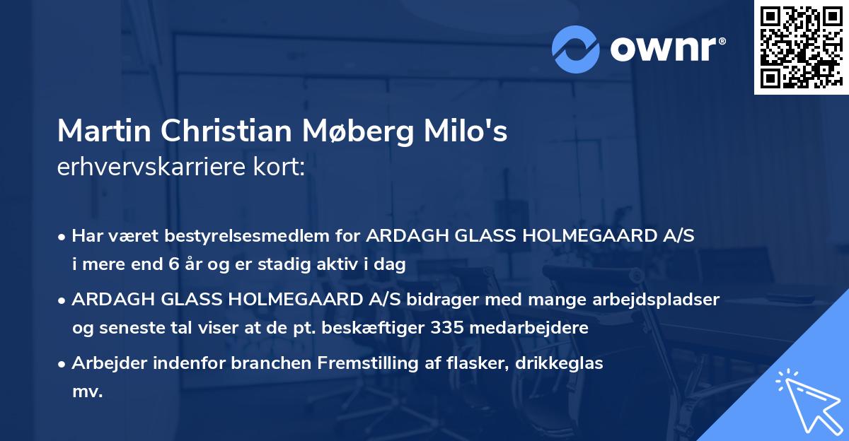Martin Christian Møberg Milo's erhvervskarriere kort