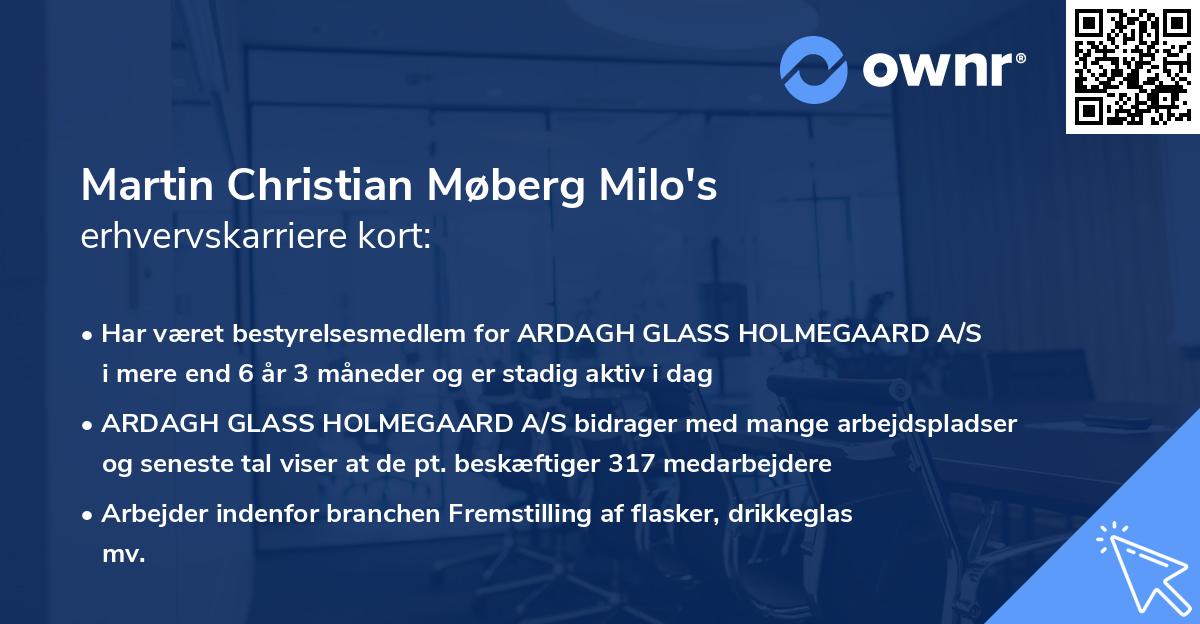 Martin Christian Møberg Milo's erhvervskarriere kort