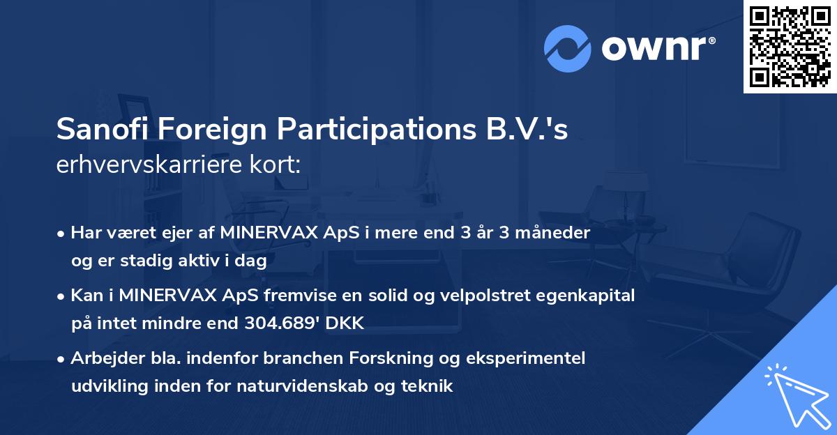 Sanofi Foreign Participations B.V.'s erhvervskarriere kort