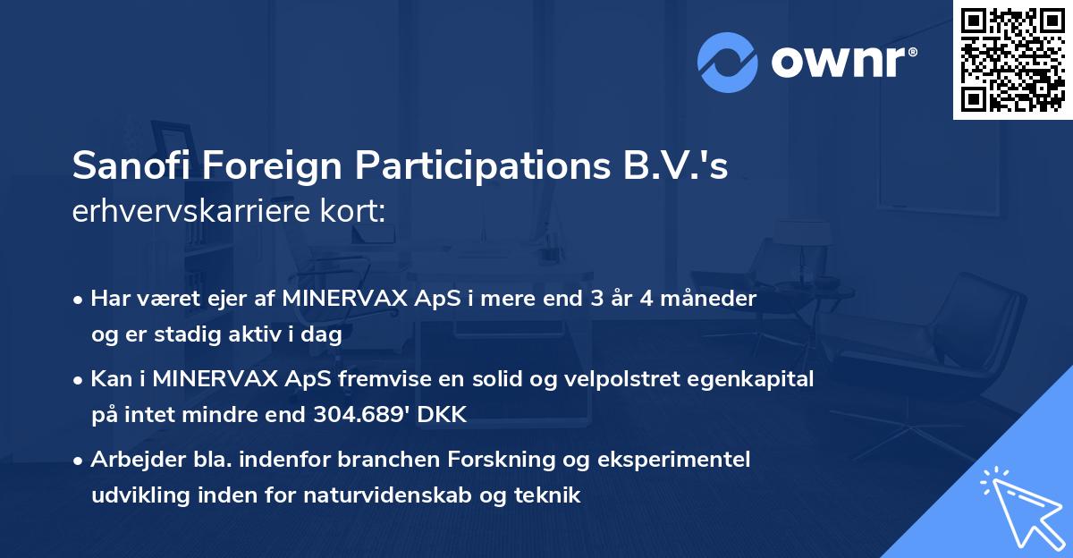 Sanofi Foreign Participations B.V.'s erhvervskarriere kort