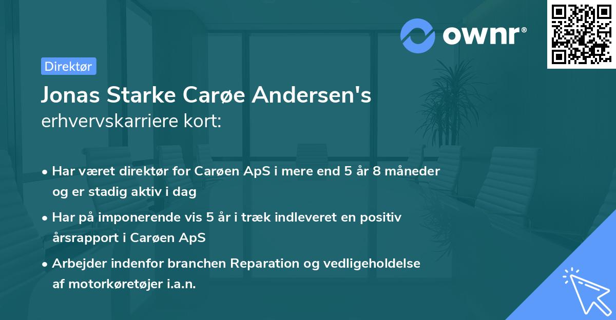 Jonas Starke Carøe Andersen's erhvervskarriere kort