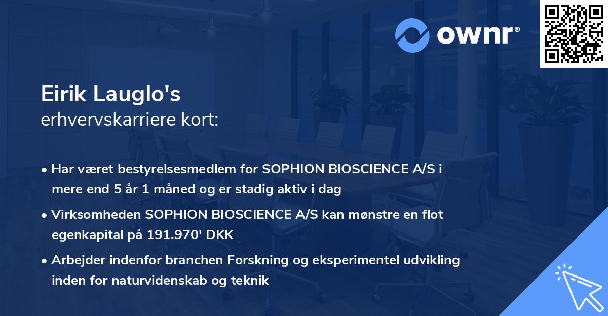 Eirik Lauglo's erhvervskarriere kort