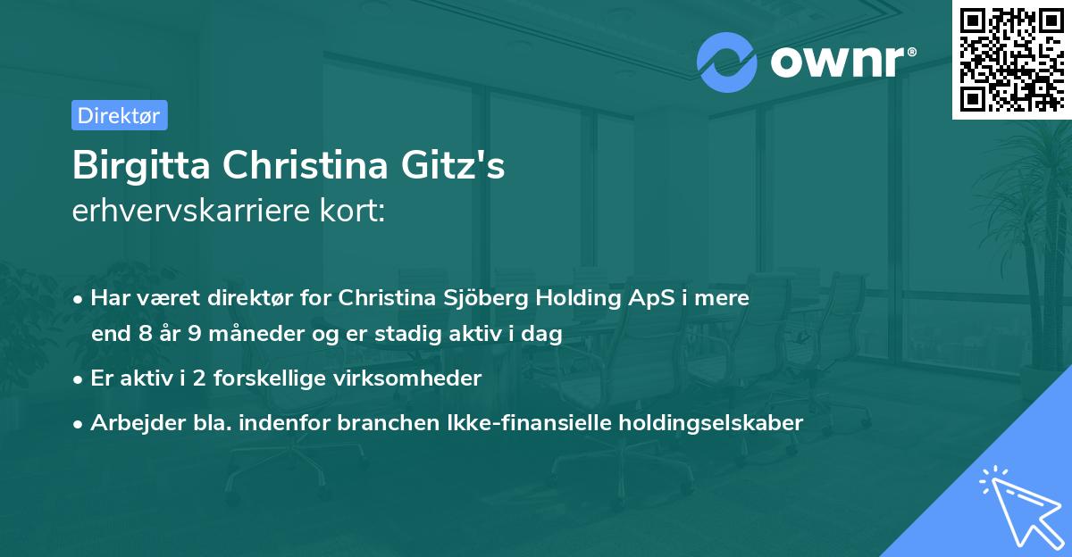 Birgitta Christina Gitz's erhvervskarriere kort