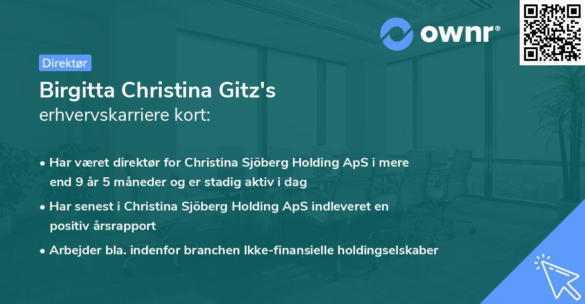 Birgitta Christina Gitz's erhvervskarriere kort