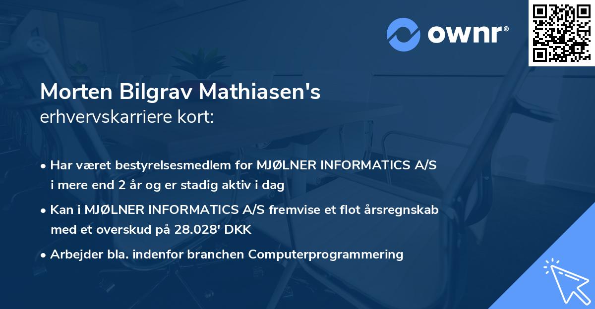 Morten Bilgrav Mathiasen's erhvervskarriere kort