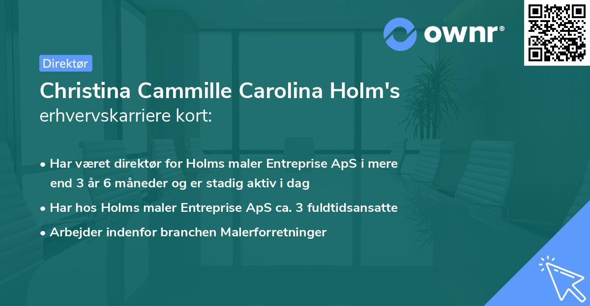 Christina Cammille Carolina Holm's erhvervskarriere kort