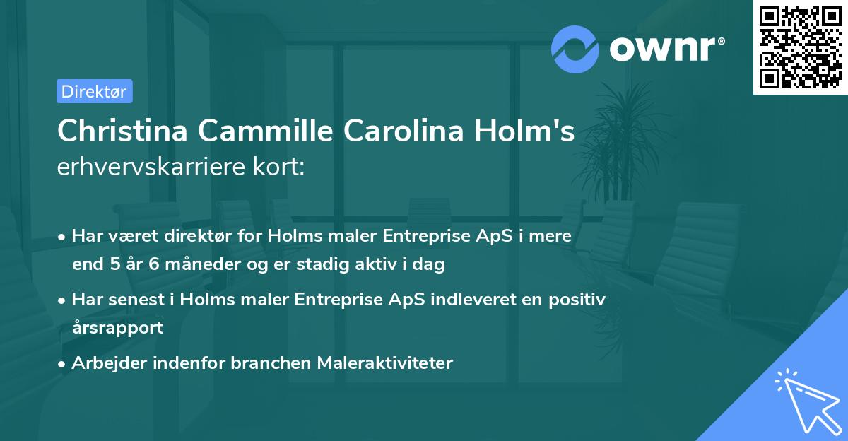 Christina Cammille Carolina Holm's erhvervskarriere kort
