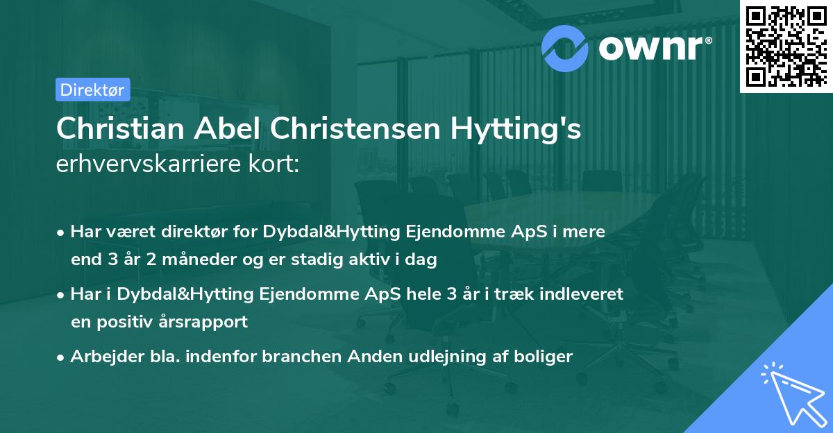 Christian Abel Christensen Hytting's erhvervskarriere kort