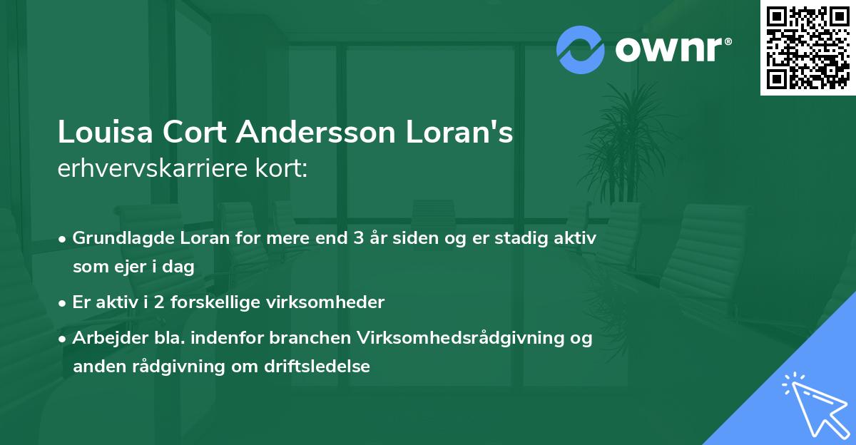 Louisa Cort Andersson Loran's erhvervskarriere kort