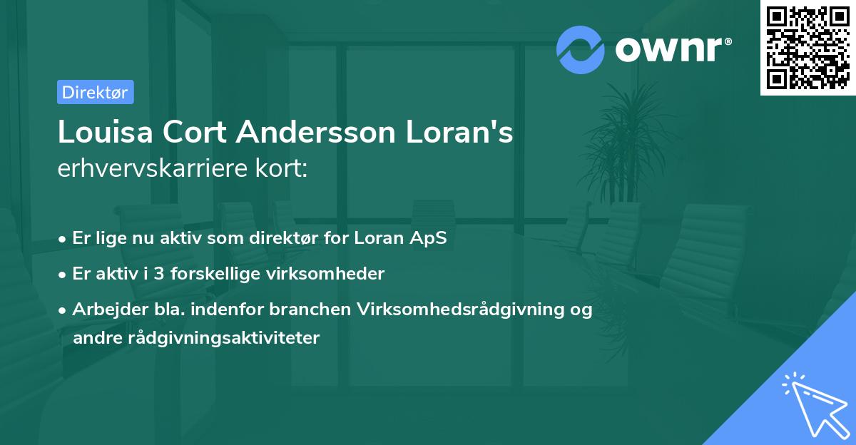 Louisa Cort Andersson Loran's erhvervskarriere kort