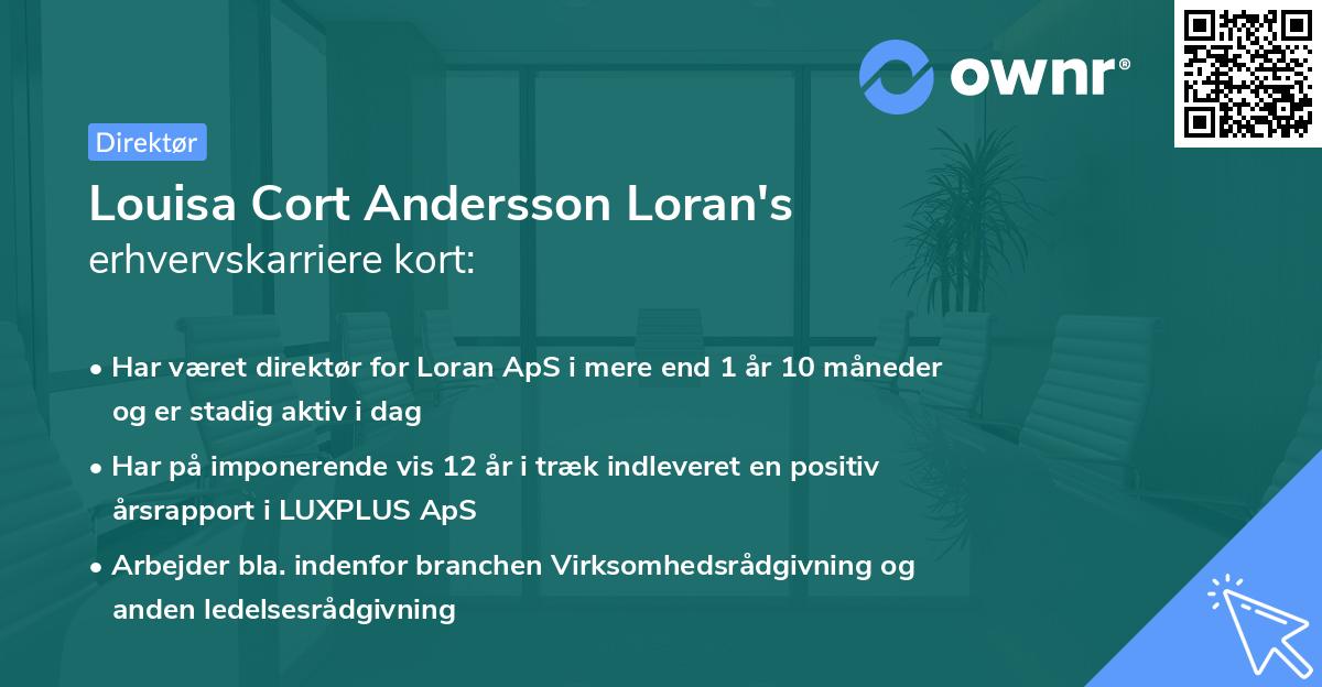 Louisa Cort Andersson Loran's erhvervskarriere kort