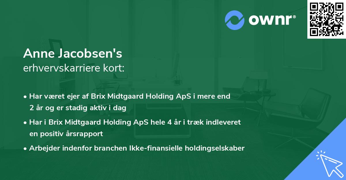 Anne Jacobsen's erhvervskarriere kort