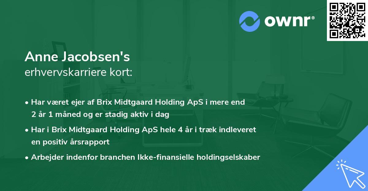 Anne Jacobsen's erhvervskarriere kort