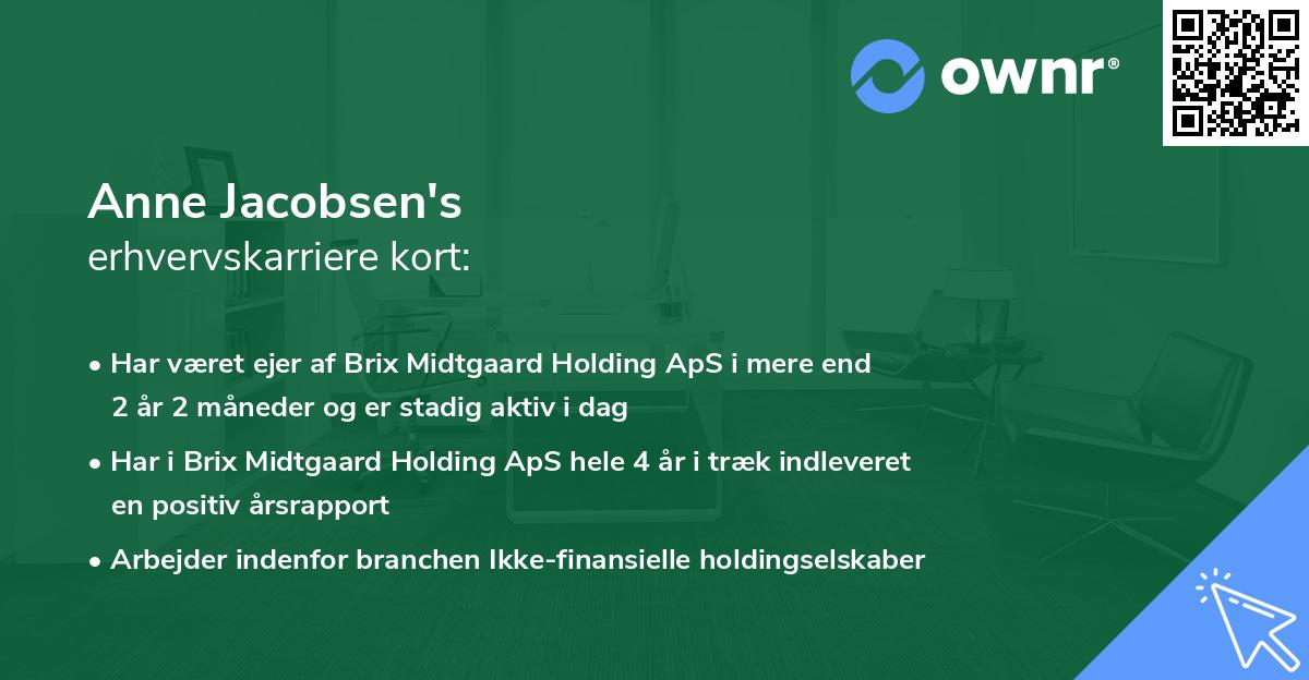 Anne Jacobsen's erhvervskarriere kort