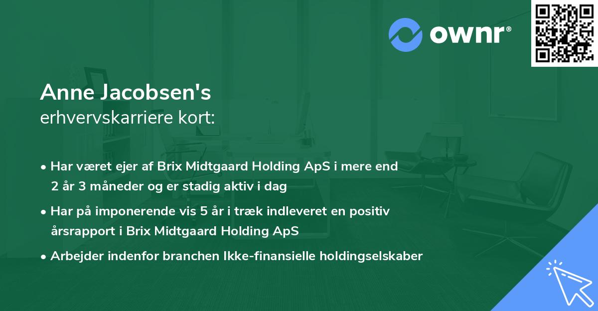 Anne Jacobsen's erhvervskarriere kort