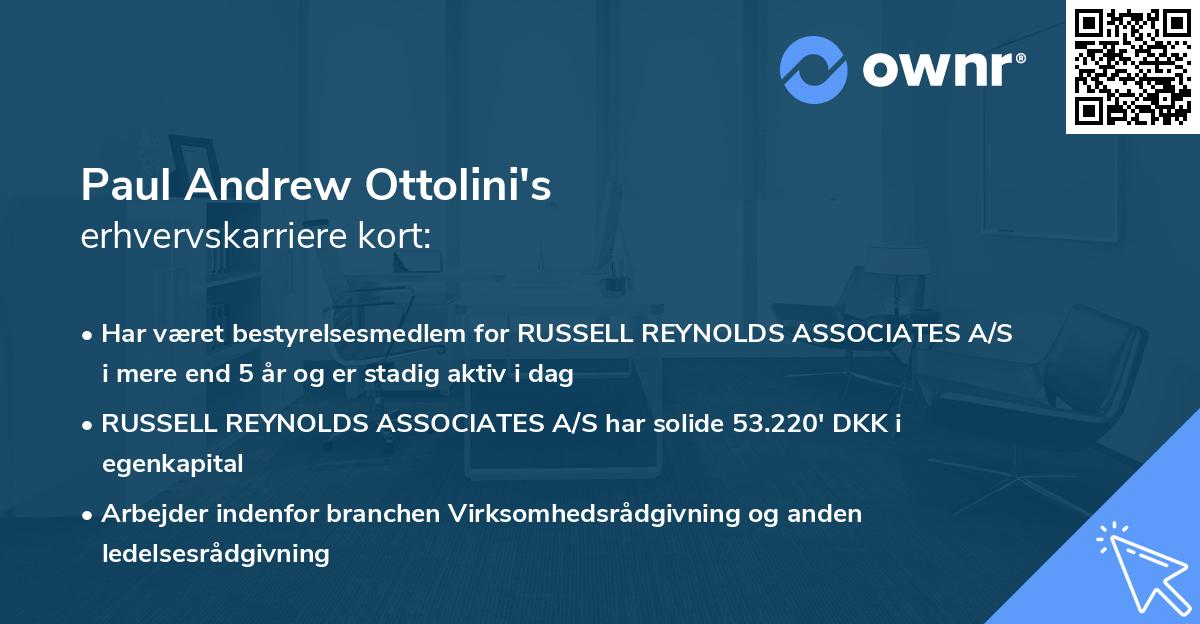 Paul Andrew Ottolini's erhvervskarriere kort