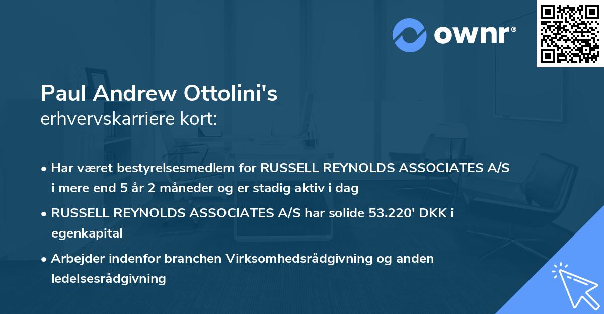 Paul Andrew Ottolini's erhvervskarriere kort