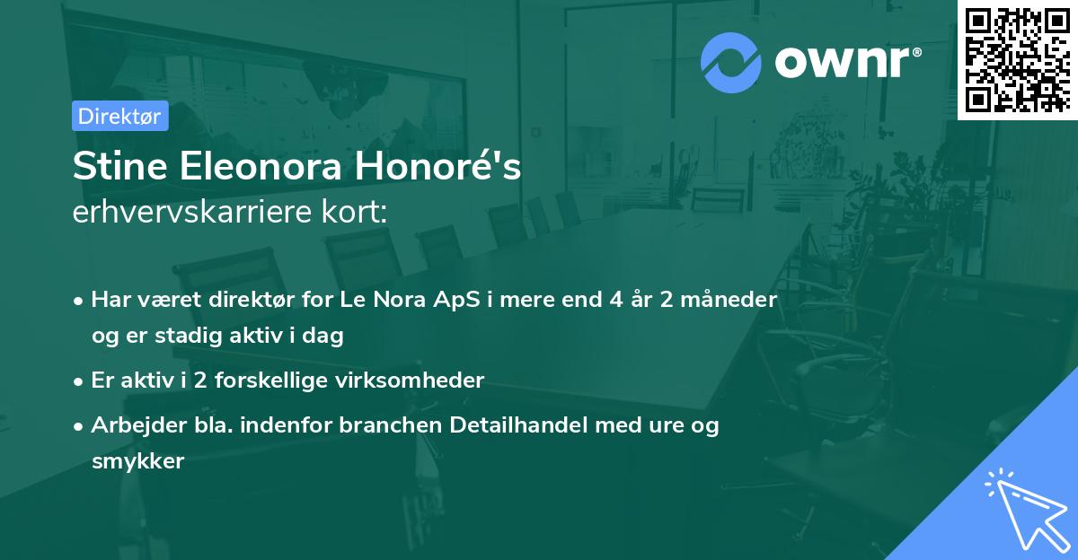Stine Eleonora Honoré's erhvervskarriere kort