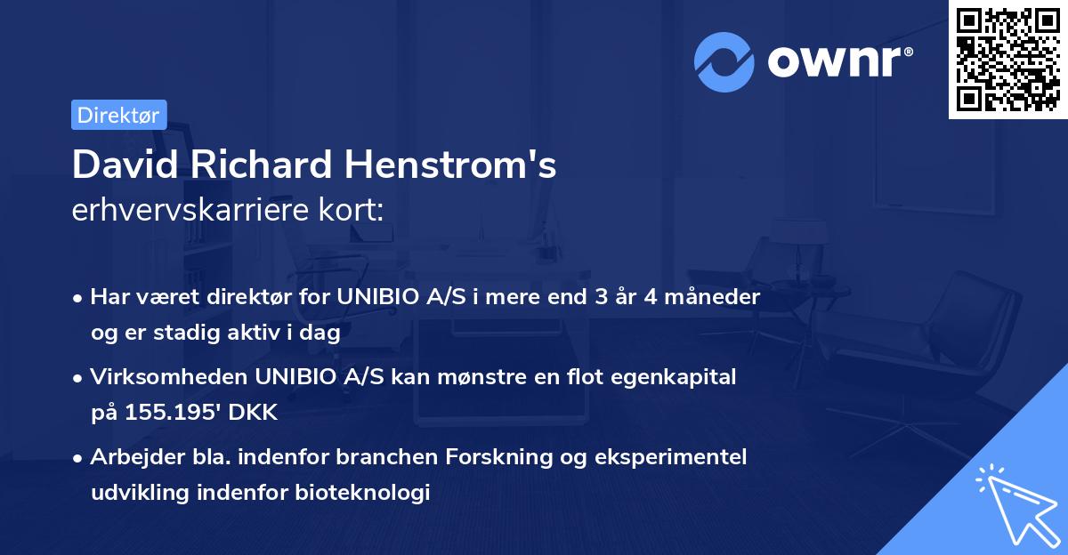 David Richard Henstrom's erhvervskarriere kort