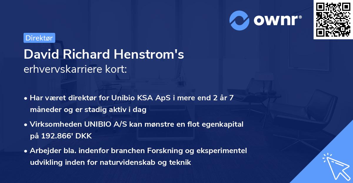 David Richard Henstrom's erhvervskarriere kort