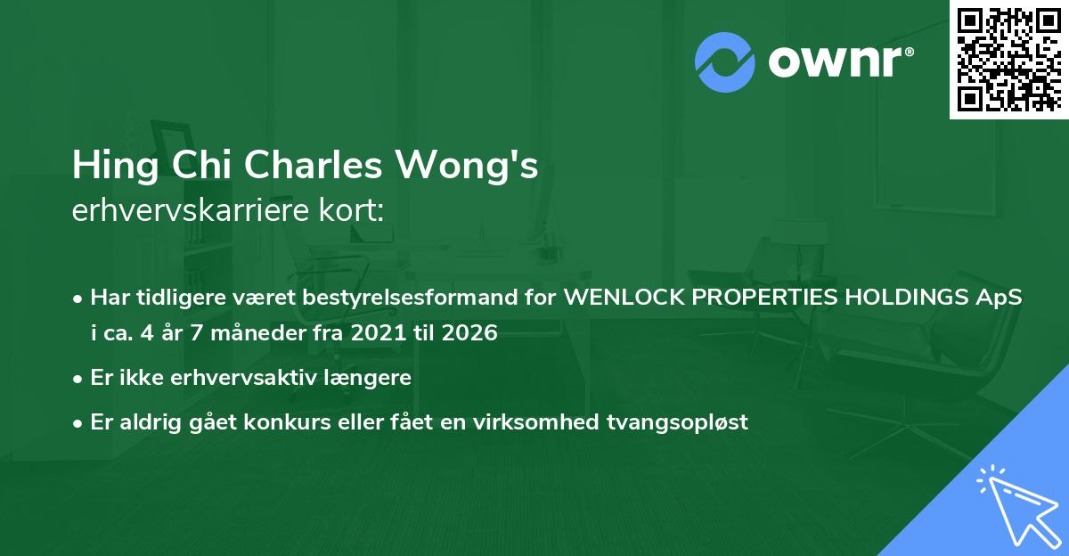 Hing Chi Charles Wong's erhvervskarriere kort