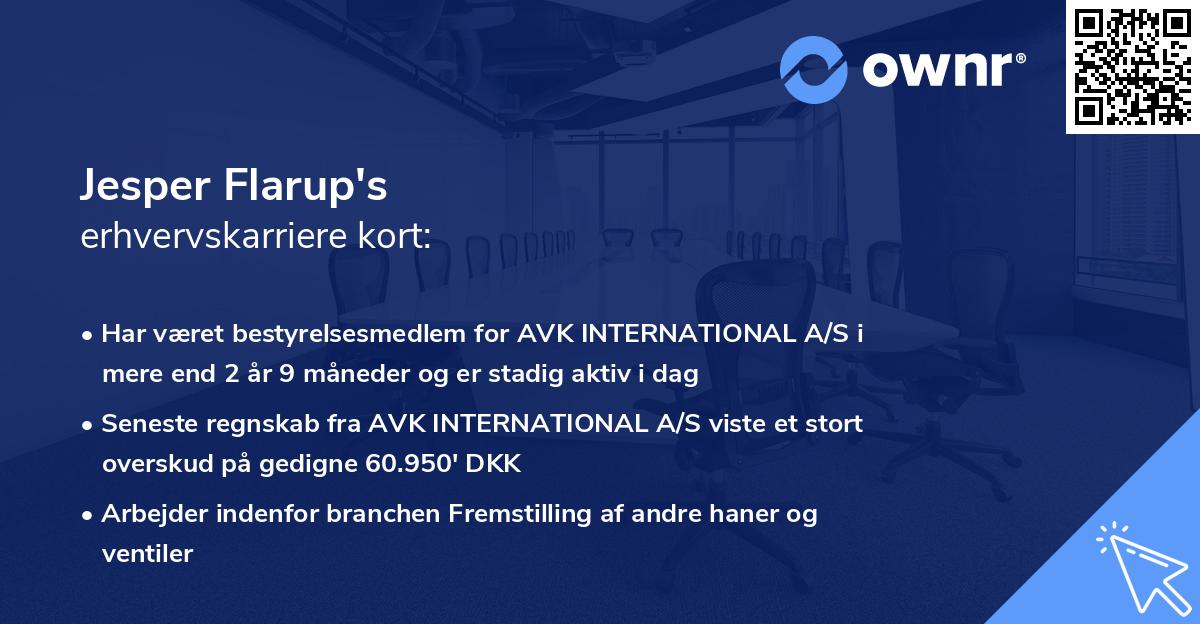 Jesper Flarup's erhvervskarriere kort