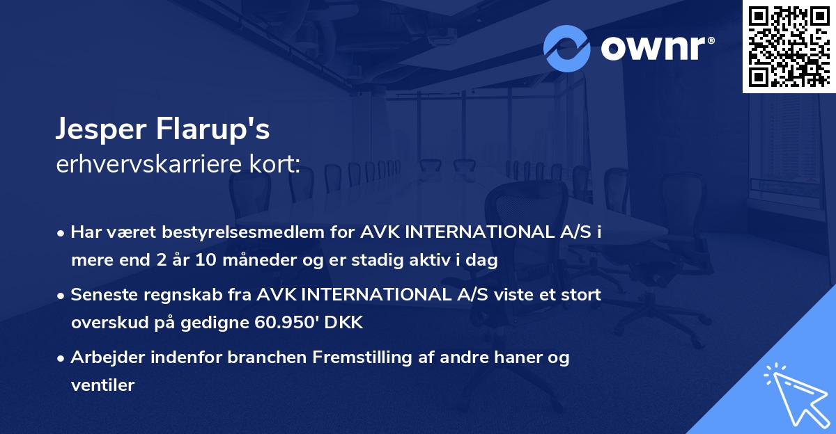 Jesper Flarup's erhvervskarriere kort