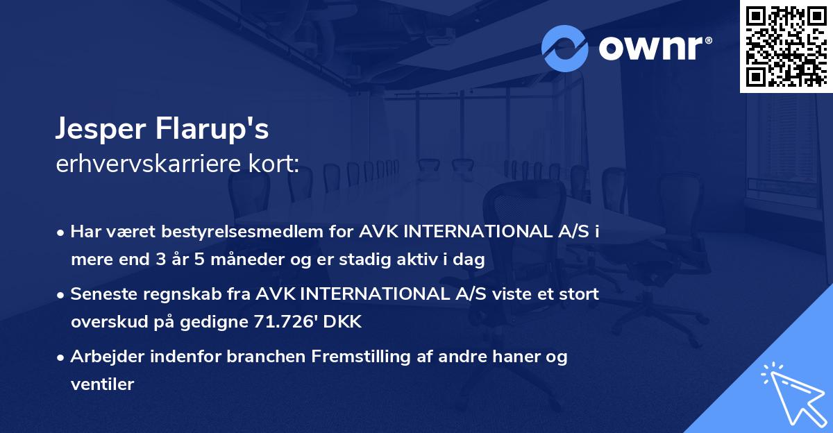 Jesper Flarup's erhvervskarriere kort
